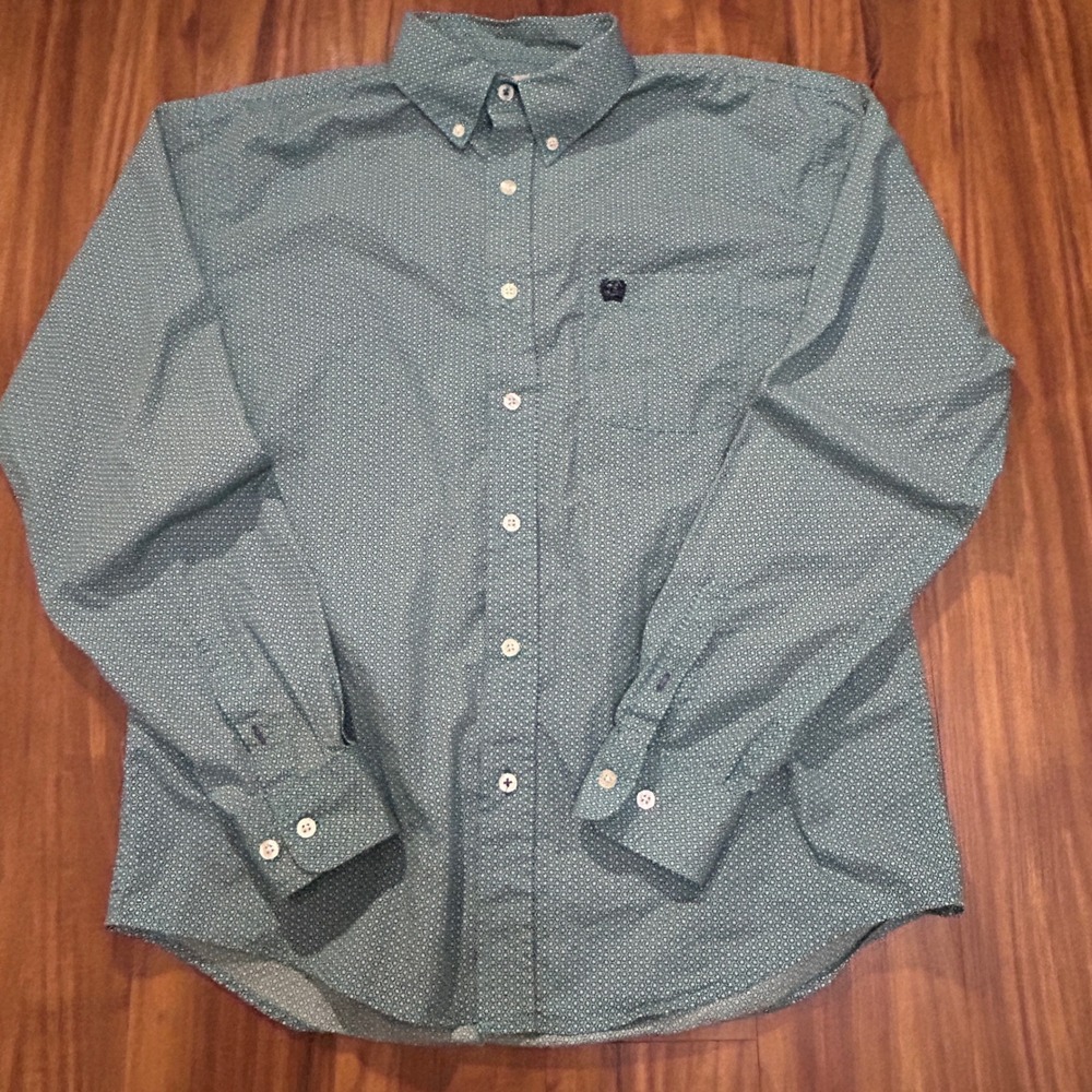 Cinch‎ Mens Teal Geometric Honeycomb Western Button Down Shirt XXL MTW7060195